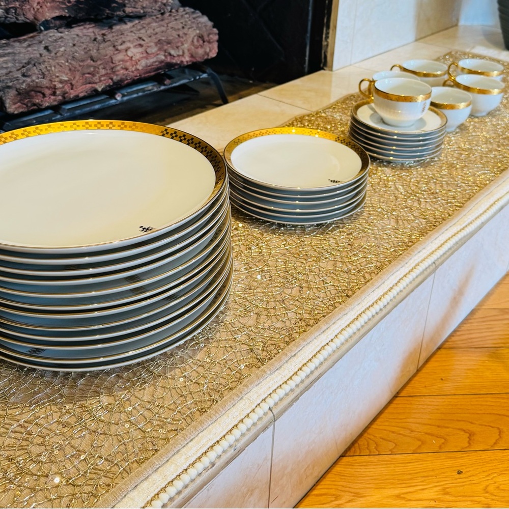 Tiffany & Co Gold and white Dinnerware set, $400 per set. Have  6 sets